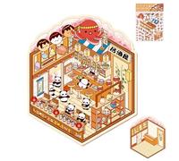 Créez vos propres autocollants de scène, autocollants miniatures - Autocollant de maison de dessin animé effet 3D, décalcomanies de scène de paysage, outil de décoration de scrapbooking D
