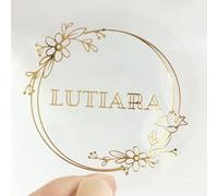 Créez vos propres étiquettes autocollantes personnalisées avec logo pour les entreprises - Texte personnalisé - Nom doré transparent - Étiquettes cadeaux de mariage (B)