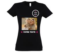 Créez Votre T-Shirt Femme Personnalisé avec Texte ou Photo - Plusieurs Possibilités de Personnalisation (FR/ES, Alpha/Lettres, XXL, Taille Normale, Taille Normale, Noir)