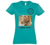 Créez Votre T-Shirt Femme Personnalisé avec Texte ou Photo - Plusieurs Possibilités de Personnalisation (FR/ES, Alpha/Lettres, XXL, Taille Normale, Taille Normale, Bleu Caraïbes)