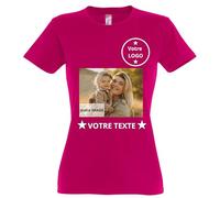 Créez Votre T-Shirt Femme Personnalisé avec Texte ou Photo - Plusieurs Possibilités de Personnalisation (FR/ES, Alpha/Lettres, XXL, Taille Normale, Taille Normale, Fuchsia)