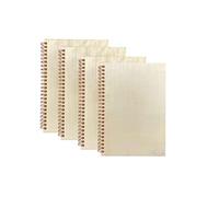 Cregugua Lot de 4 carnets de croquis A5 avec couverture en bois, 40 feuilles, 21,6 x 14,7 cm, carnet à spirale non ligné pour projets d'artisanat, petit scrapbooking