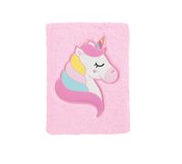 crelando® Carnet avec couverture peluche (licorne)