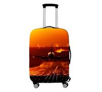 Cremallera Funda Protectora de Equipaje,Anti-Scratch Lavable Elástica Con Diseño de Avión,Niño Adulto Cubre Maleta de Viaje Para Aircraft Para Maletas de 18-32 Pulgadas (Orange,L)