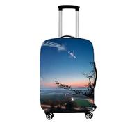 Cremallera Funda Protectora de Equipaje,Anti-Scratch Lavable Elástica Con Diseño de Avión,Niño Adulto Cubre Maleta de Viaje Para Aircraft Para Maletas de 18-32 Pulgadas (Bleu,XL)