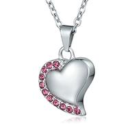 Crémation Bijoux pour Cendres, Collier d'urne commémoratif pour Cendres Pendentif Cardiaque en Acier Inoxydable avec de la zircone