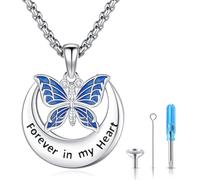 Cremation Jewelry 925 Sterling Silver Urn Necklace for Ashes of Loved One Memorial Keepsake Locket Pandant, Sterling Silver, Cubic Zirconia