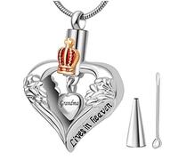 Crémation Urn Collier for Ashes - Un Morceau de Mon cœur VIT dans Le Ciel Coeur Urn Collier Ashage Keepsake Pendant Crown Angel Angel Cremation Cremation Ashes Versets UI