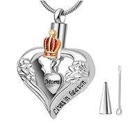 Crémation Urn Collier for Ashes - Un Morceau de Mon cœur VIT dans Le Ciel Coeur Urn Collier Ashage Keepsake Pendant Crown Angel Angel Cremation Cremation Ashes Versets UI