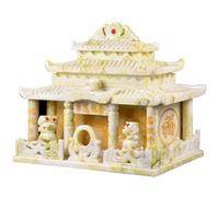 Crémation Urnes Sculpture De Palais d'art Classique Urn, Boîte À Cendres Humaine en Jade Xiuyan Sculptée À La Main, Urnes de crémation Commémorer L'être Aimé