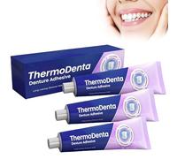Crème adhésive pour dentier Thermodental Formule thermoplastique Tenue extra-forte pour prothèses supérieures et inférieures Confortable pour un usage quotidien 40g (3Pièce)
