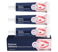 Crème adhésive thermoplastique pour dentiers Extra forte, tenue longue durée pour prothèses supérieures et inférieures, kit de réparation et rebasage, maintien sécurisé toute la journée (3Pièce)