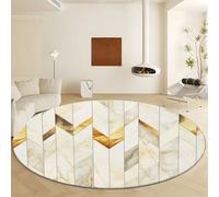 Crème Antidérapant Tapis Rond 160 cm, Les Lignes La Planche Bois sont Simples Lavable en Machine Tapis Rond, Moquette de Salon et Chambre Doux et Confortable, Idéal pour Intérieurs décoration
