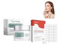 Crème Apaisante au Zinc 50g + 144 Patchs Anti-Boutons, à l'Huile de Théier et Acide Salicylique, Doux et Non Irritant, Convient à Tous Types de Peau