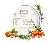 Crème Apaisante Bio au Zinc et Beurre de Ghee - Soin Naturel de la Peau avec Argousier, Huile d'Amande, Panthénol (B5) & Extraits de Romarin - Sans Plastique, 60ml