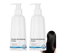 Crème capillaire à la kératine et aux polypeptides, soin capillaire intensif revitalisant en profondeur pour cheveux secs, abîmés et frisés, crèmes de soin capillaires hydratantes aux protéines (2PCS)