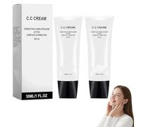 Crème CC pour femmes âgées, crème CC auto-ajustable pour peaux matures, crème hydratante correctrice de couleur, ajustant le teint SPF 50, pour couvrir les imperfections et hydrater (2pcs)