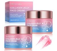 Creme Collagene Visage, 2PCS Collagen Jelly Cream de la marquee, Crème à la Gelée de Collagène, Augmente l'hydratation de la barrière de la peau et donne un aspect brillant et lifté 24h