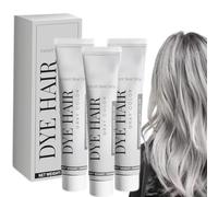 Crème colorante naturelle pour cheveux gris, teinture unisexe gris clair argenté, coloration instantanée, soin brillant pour tous types de cheveux (3 pièce)