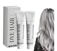 Crème colorante naturelle pour cheveux gris, teinture unisexe gris clair argenté, coloration instantanée, soin brillant pour tous types de cheveux (2 pièce)