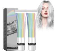 Crème Colorante Temporaire Pour Cheveux- Crème Colorante Naturelle Pour Cheveux Gris Argenté,Coloration Cheveux Gris,Crèmes Colorante Grise Pour Cheveuxs,Dye Hair Gray Color (2)