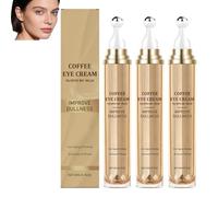 Crème contour des yeux à la caféine pour les cernes et les poches, crème anti-âge avec rouleau de massage à 360°, améliore les rides et ridules, raffermit et illumine le regard (3pcs)