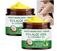 Crème corporelle hydratante à l'aloe vera et à l'huile de coco, lotion raffermissante pour le corps, soin hydratant intense pour peaux sèches, absorption rapide, non grasse, nourrissante pour (2pcs)