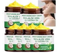 Crème corporelle hydratante à l'aloe vera et à l'huile de coco, lotion raffermissante pour le corps, soin hydratant intense pour peaux sèches, absorption rapide, non grasse, nourrissante pour (6pcs)