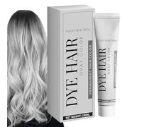 Crème De Couleur De Cheveux Gris Argenté, Teinture De Cheveux Gris Permanente, Couleur Naturelle, Crème Colorante Argente Hydratante Brillante Résistante,Pour Femme Et