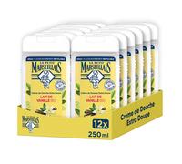 Crème De Douche - Le Petit Marseillais - Extra Douce Lait De Vanille Bio - Lot 12x250ml - 92% Origine Naturelle - Sans Colorant