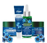 Crème de Jour Redensifiante Gentiane Bleue Crème de Nuit Redensifiante, Sérum Anti-Rides Bio Gentiane Bleue, Crèmes Contour des Yeux, Réduit les Rides Profondes, pour Tous Types de Peau