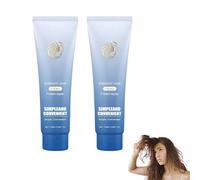 Crème de lissage des cheveux de correction des protéines, Crème capillaire de correction des protéines de soie et brillance, masque de lisseau de lissage rapide nourrissant, durable (2pcs)