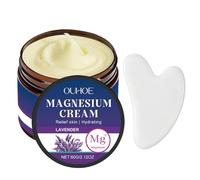 Crème de Magnésium+Gua Sha Pierre,Beurre de Magnésium,Hydratant et apaisant,Contient de la Lavande, de l'allantoïne,de l'huile de Coco et du Beurre de Karité