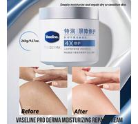 Crème de réparation d'hydratation intensive Vaseline Pro Derma, réparation 4X, nutrition profonde, hydratation, réparation de la barrière, extraits prébiotiques, formule d'hydratation intensive, céram