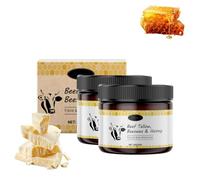 Crème de suif de bœuf, crème de suif de bœuf biologique pour le visage et le corps, baume hydratant au suif de bœuf au miel pour peaux sèches, soin en profondeur et non gras (2pc, 59g)