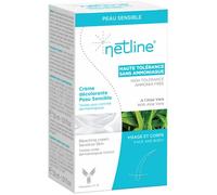 Crème Décolorante Visage et Corps Peaux Sensibles Netline | Sans Ammoniaque | Enrichie en Aloe Vera | Haute Tolérance Testée Dermatologiquement | Duvet et Poils Foncés | 2 Tubes + Spatule + Coupelle