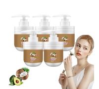 Crème d'épilation du visage à l'huile de noix de coco pour femmes - dépilatoire doux et non irritant pour les peaux sensibles de la lèvre supérieure, du menton, du visage et du corps (5 bouteilles)