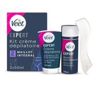 Crème Dépilatoire Poils Tenaces Maillot Intégral Avec Mousse Exfoliante Agit en 2min 2x50ml