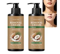 Crème dépilatoire pour le visage à l'huile de noix de coco, crème dépilatoire douce pour la lèvre supérieure, le menton et le visage, indolore et non irritante pour les peaux sensibles (2pcs)