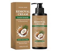 Crème dépilatoire pour le visage à l'huile de noix de coco, formule douce, hydratante, hydratante et rapide pour la lèvre supérieure, le menton et les joues, action rapide (1, 100 g)