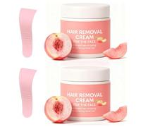 Crème dépilatoire pour le visage pour femmes 50 g, crème dépilatoire infusée à la pêche pour le visage femmes hommes, douce et non irritante, dites adieu aux ombres et aux poils rasés (2PCS)