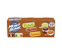 Crème Dessert Chocolat Caramel Pistache MONT BLANC - les 6 pots de 125g Lot De 3 - Par Lot