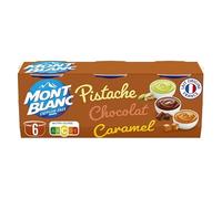 Crème Dessert Chocolat Caramel Pistache - Pack de 6 Pots de 125g - Lot De 3