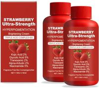 Crème éclaircissante triple acide à la fraise, formule nourrissante pour une peau douce et soyeuse, enrichie en agents hydratants, 118 g, texture lisse et soyeuse.