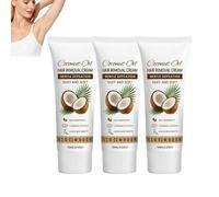 Crème épilatoire à l'huile de noix de coco, crème épilatoire indolore à l'huile de noix de coco, crèmes épilatoires pour hommes et femmes, crèmes épilatoires intimes douces pour les jambes. (3PCS)