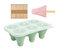 Crème glacée en silicone sur l'ensemble de formulaire de tige - Forme de glace réutilisable | Machine à glace avec des bâtons en bois | Forme de silicone avec 6 grilles, facile à délimiter pour les co