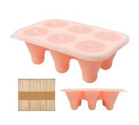 Crème glacée en silicone sur l'ensemble de formulaire de tige - Forme de glace réutilisable | Machine à glace avec des bâtons en bois | Forme de silicone avec 6 grilles, facile à délimiter pour les co