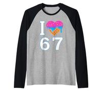 Crème glacée I Love 67 Meme Heart 6 7 Merch Stuff Six Seven Manche Raglan