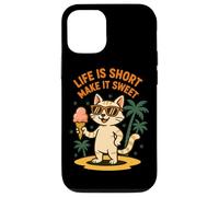 Crème glacée Life is Short Make It Sweet Cat Summer Coque pour iPhone 12/12 Pro