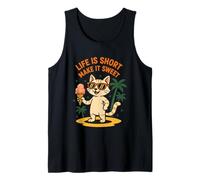 Crème glacée Life is Short Make It Sweet Cat Summer Débardeur